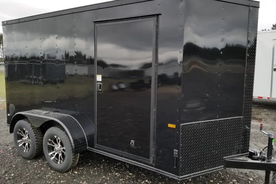 6x12 Premium Black Enclosed Trailer – Heavy-Duty Tandem Axle, Diamond Plate Trim