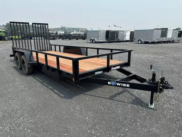 BWise 7 x 18 Equipment Trailer – Split Landscape Ramp