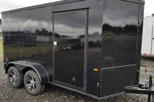 6x12 Premium Black Enclosed Trailer – Heavy-Duty Tandem Axle, Diamond Plate Trim